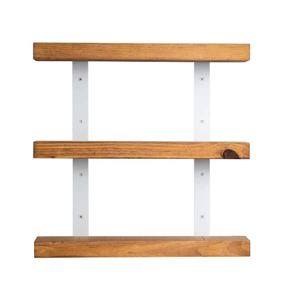 Del Hutson Designs 20 in. Walnut Grace Chic 3-Tier Floating Shelf