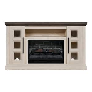 Chelsea 58 in. Freestanding Electric Fireplace TV Stand in Light Taupe Ash Grain w/ Charcoal Top