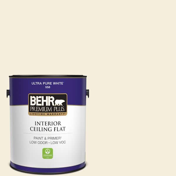 BEHR PREMIUM PLUS 1 gal. #W-D-300 Eggshell Cream Ceiling Flat Interior Paint