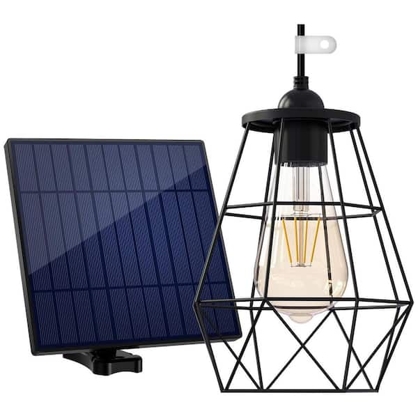 Outdoor Solar Pendant Shed Light 4000mAh Panel Warm White with 16.4 ft. Cable Hanging Light for Garden Yard Gazebo Barn