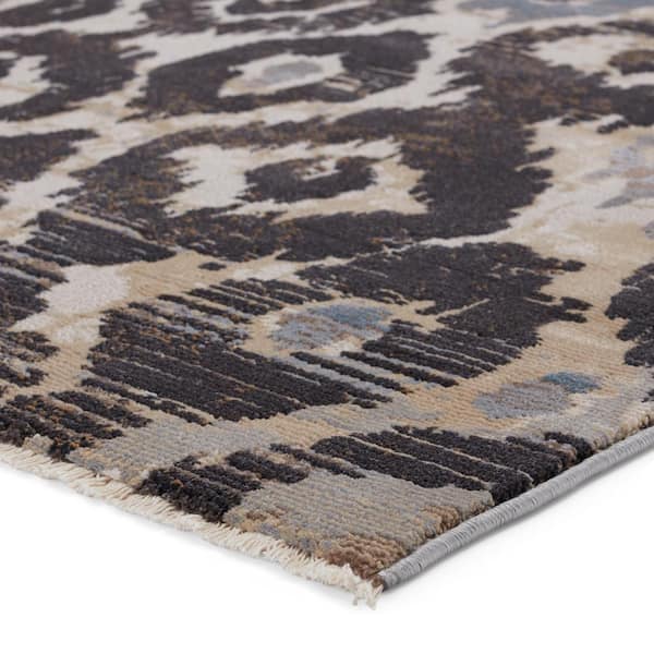 Nikki Chu Livio Power-Loomed Black/Tan 2 ft. 6 in. x 8 ft. Ikat Runner Area Rug
