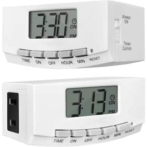15A 125V 1440 min. Indoor Countdown Timer Outlet 1000W with 1 Polarized Plug for Lamp, Heater, Fan 1/2 HP, 2-Pack