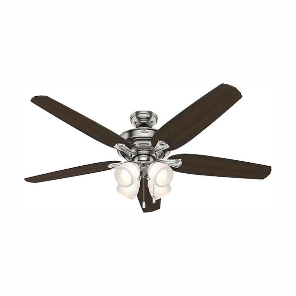 Hunter Channing 60 In Led Indoor Brushed Nickel Ceiling Fan With Light Kit 54131 The Home Depot - Home Depot Ceiling Fans With Lights Brushed Nickel