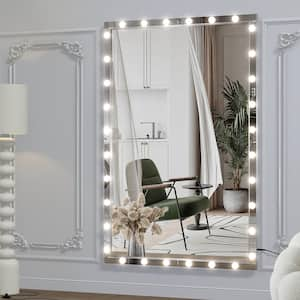 72 in. W. x 48 in. H Rectangular Framed LED Dimmable Wall Bathroom Vanity Mirror in Silver