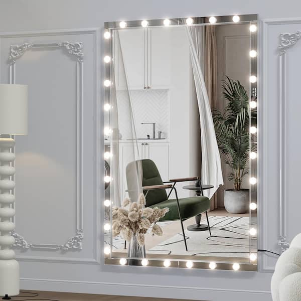 Staykiwi 72 in. W. x 48 in. H Rectangular Framed LED Dimmable Wall Bathroom Vanity Mirror in Silver