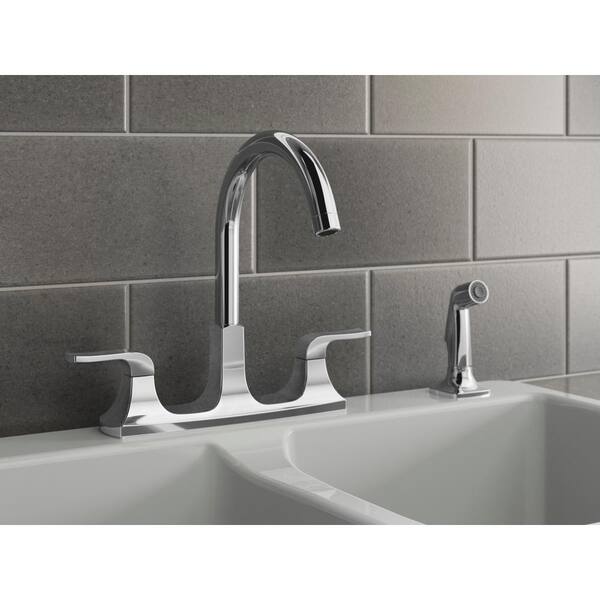 Rubicon 2-Handle Standard Kitchen Faucet with Sidespray in Polished Chrome