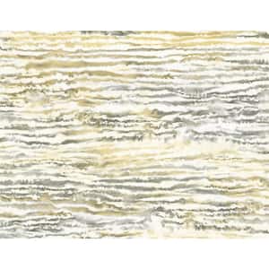 60.75 sq. ft. Golden Dusk Watercolor Waves Paper Unpasted Wallpaper Roll