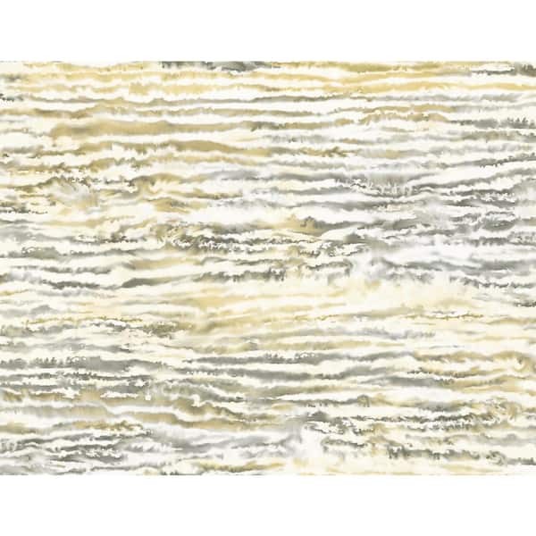 Seabrook Designs 60.75 sq. ft. Golden Dusk Watercolor Waves Paper Unpasted Wallpaper Roll
