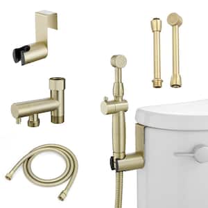 Non-Electric Bidet Sprayer for Toilet, Handheld Brass Bidet Attachment Diaper Sprayer in Brushed Gold