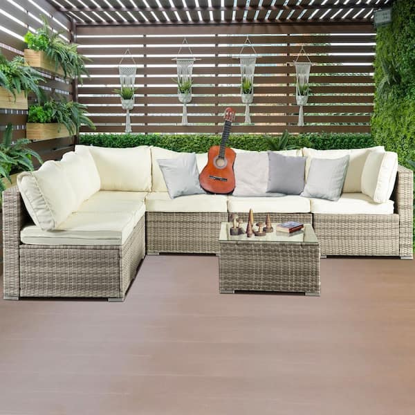 Carmelo 7 discount piece rattan sectional