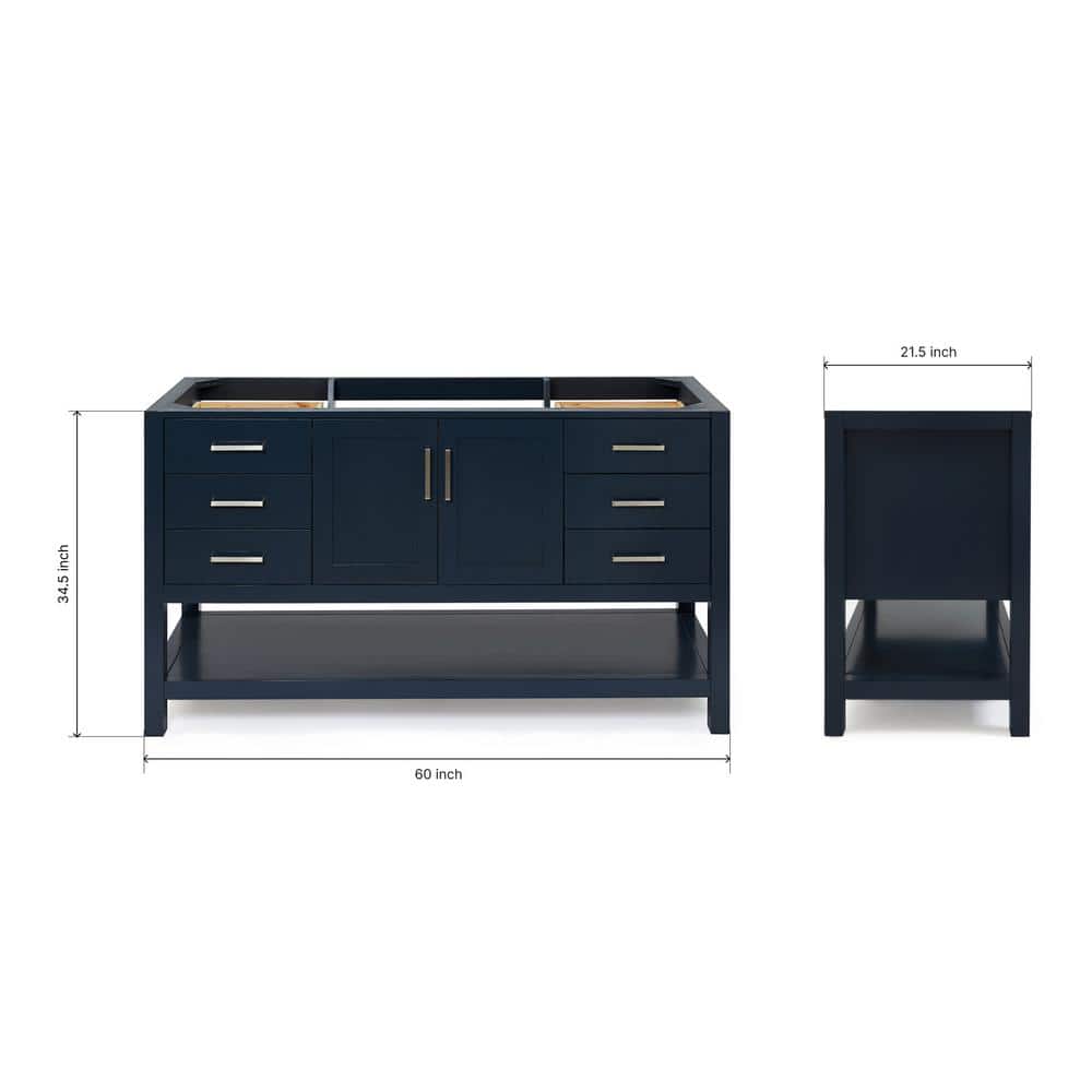 Magnolia 60" Midnight Blue Single Freestanding Vanity Cabinet