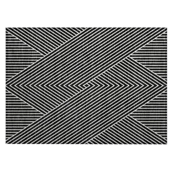 Chantille Machine Washable Indoor/Outdoor Abstract ACN937 Black 1 ft. 8 in. x 2 ft. 6 in. Area Rug