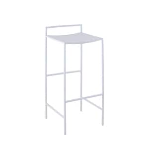 Svelte 30 in. Coastal Contemporary Metal Saddle-Seat Low-Back Bar Stool with Foot Rest, White Frame