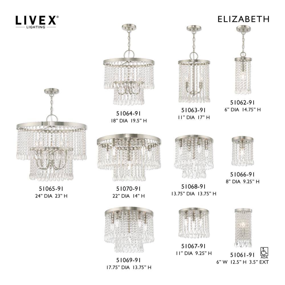 Elizabeth Brushed Nickel Mini Pendant with Clear Crystals