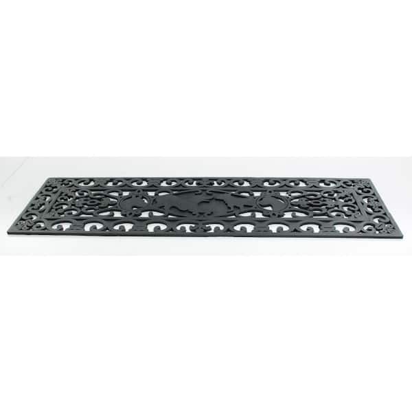 Wrought Iron Dog 30 in. x 9 in. Vulcanized Rubber Stair Mat