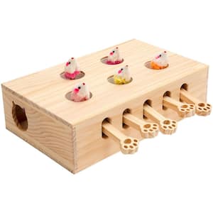 13.2 in. x 3.9 in. Solid Wood Whack-A-Mole Cat Toy