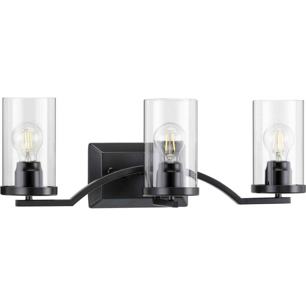 Progress Lighting Lassiter Collection 3-Light Matte Black Clear Glass ...