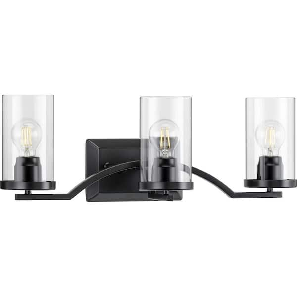 Progress Lighting Lassiter Collection 3-light Matte Black Clear Glass 