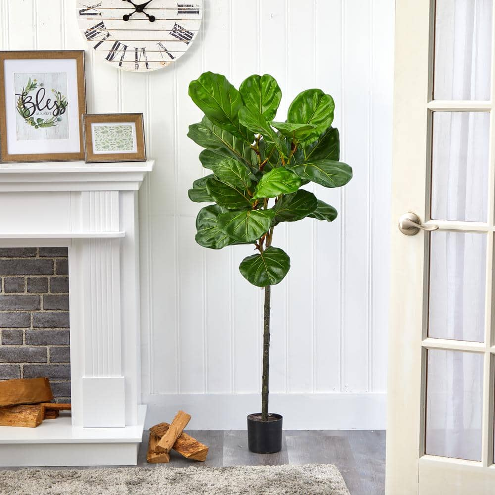 Nearly Natural 52 in. Fiddle Leaf Artificial Tree T1400 - The Home Depot