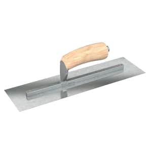 14 in. x 4 in. Razor Stainless Steel Square End Finish Trowel with Wood Handle and Long Shank