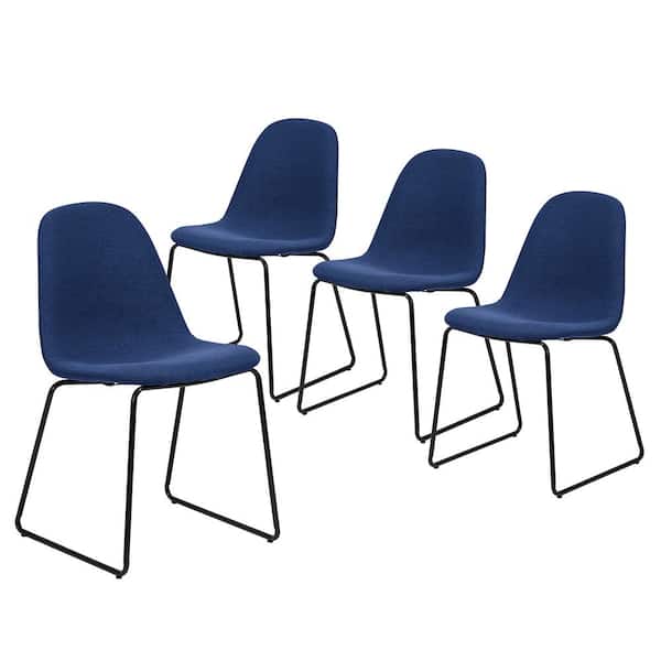 Furniturer Dining Chair Blue, Metal Frame Dining Chairs With Arms