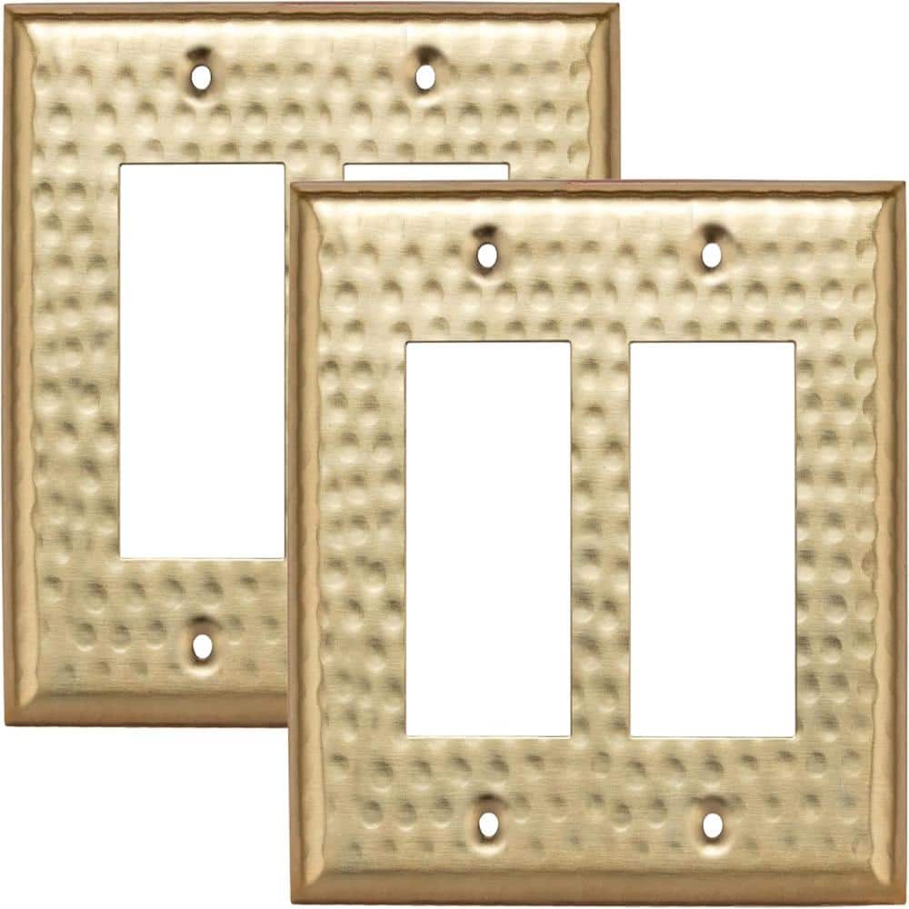 Hand Hammered 2-Gang Brushed Gold Double Decorator / Rocker Metal Wall Plate (2-Pack) price history on PriceWatchPro