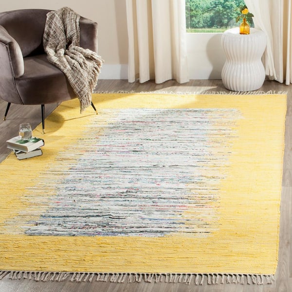 Montauk Ivory/Yellow 6 ft. x 6 ft. Square Border Area Rug