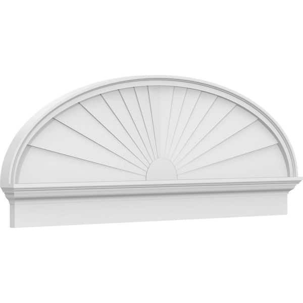 Ekena Millwork 2-3/4 in. x 58 in. x 21-3/8 in. Elliptical Sunburst Architectural Grade PVC Combination Pediment