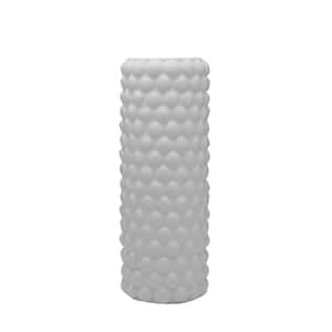 Ceramic Textured Dot Vase, for Use with Dried or Faux Flowers and Greenery, 5.91x5.91x15.94 Inch, White