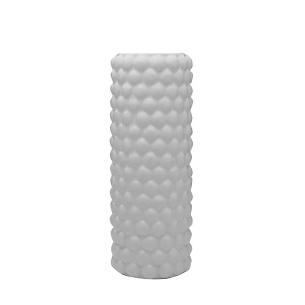 Elements Ceramic Textured Dot Vase, for Use with Dried or Faux Flowers and Greenery, 5.91x5.91x15.94 Inch, White