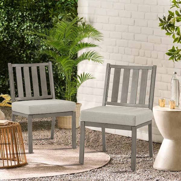 ULAX FURNITURE Aluminum Patio Outdoor Dining Chair with Cast Silver Sunbrella Cushion (2-Pack)