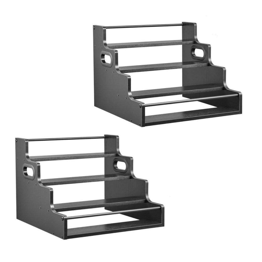 2-Pack 4-Tier 12.4 in. H x 16 in. W 16-Bottle Black Wooden Bar Shelves, Countertop Liquor Bottle Display Shelf price history on PriceWatchPro