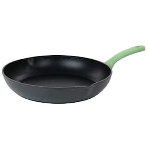 Rigby 9.5 in. Aluminum Nonstick Frying Pan in Green with Pouring Spouts