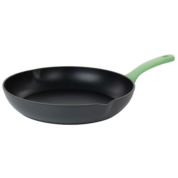 Oster Rigby 9.5 in. Aluminum Nonstick Frying Pan in Green with Pouring Spouts