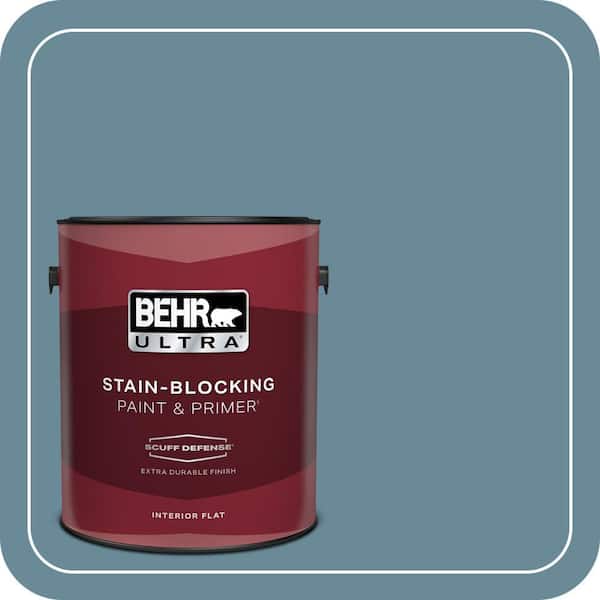 BEHR ULTRA 1 gal. #BIC-22 Relaxed Blue Extra Durable Flat Interior Paint & Primer