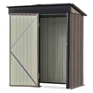 Brown 5 ft. W x 3 ft. D Metal Garden Shed Patio Outdoor Bike Shed with Doors (15 sq. ft.)
