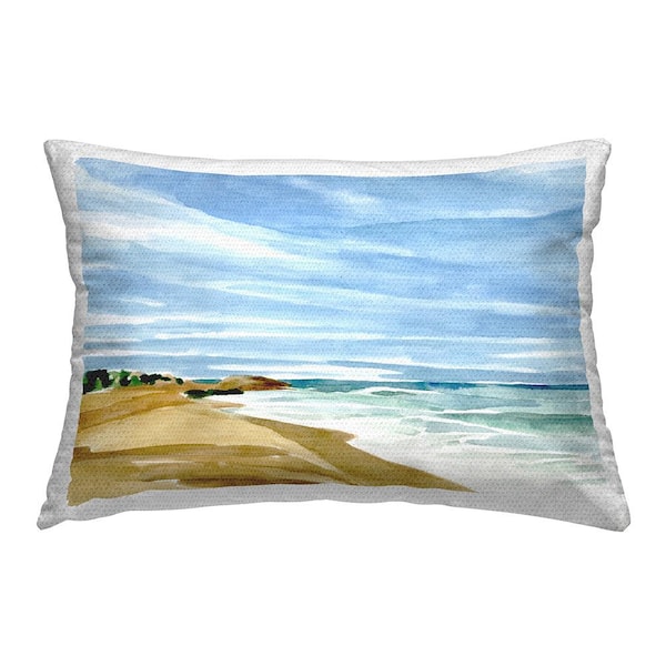 Stupell Industries Modern Beach Landscape Blue Rectangular Outdoor Throw Pillow