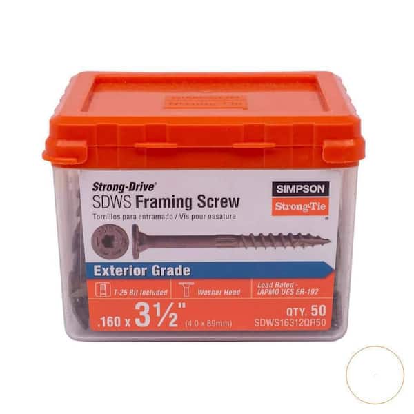0.160 in. x 3-1/2 in. T25 SDWS Framing Wood Screw, Quik Guard, Tan (100-Pack)