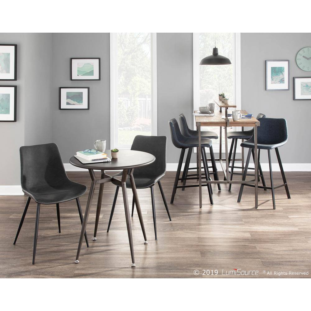 Gray Faux Leather Upholstered Side Chair with Metal Legs, Set of 2