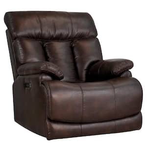 38.5 in. W Brown Wiley Leather Gel Zero Gravity Power Recliner With Power Headrest Extendable Footrest for Living Room