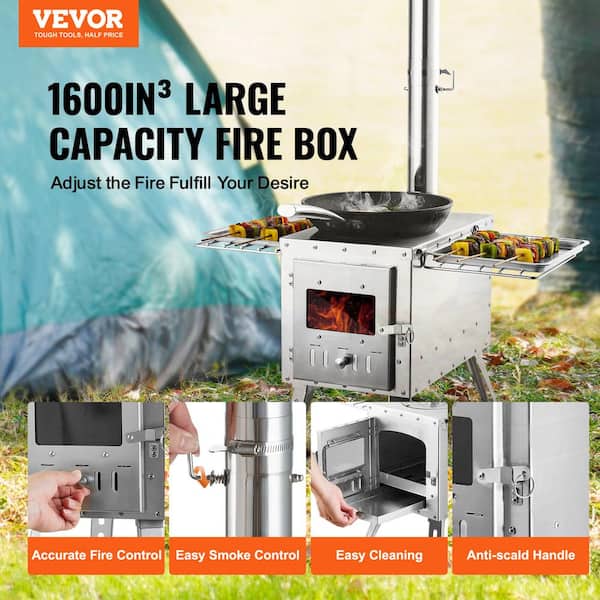 EROMMY Wood Burning Stove, Tent Stoves with Wood Oven, Camping Portable Wood  Stove, Chimney Pipes and Carry Bag Included BABB004SR - The Home Depot