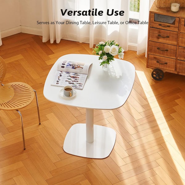 Merra Modern White Wood Top 31.5 in. Pedestal Square Dining Table