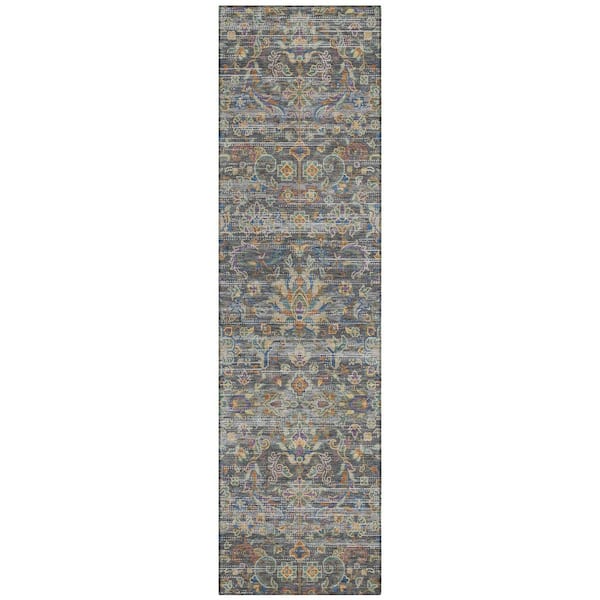 Chantille Machine Washable Indoor/Outdoor Abstract ACN2485 Gray 2 ft. x 7 ft. Runner Rug