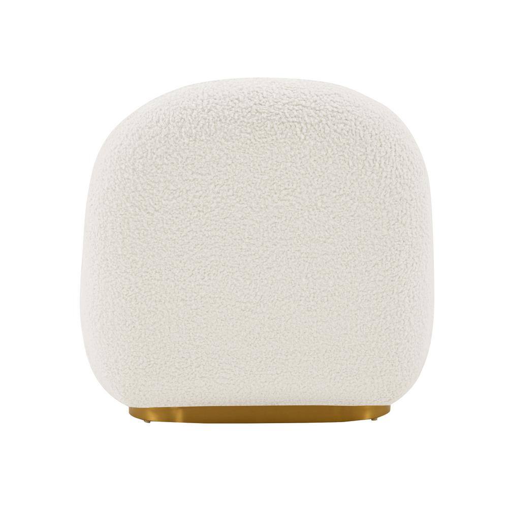Edina White Boucle and Pine Wood Accent Chair