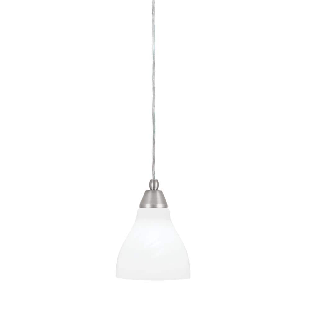 Bryson 6.25 in. 1-Light Brushed Nickel Cord Pendant Light with 6.25 in. Whi