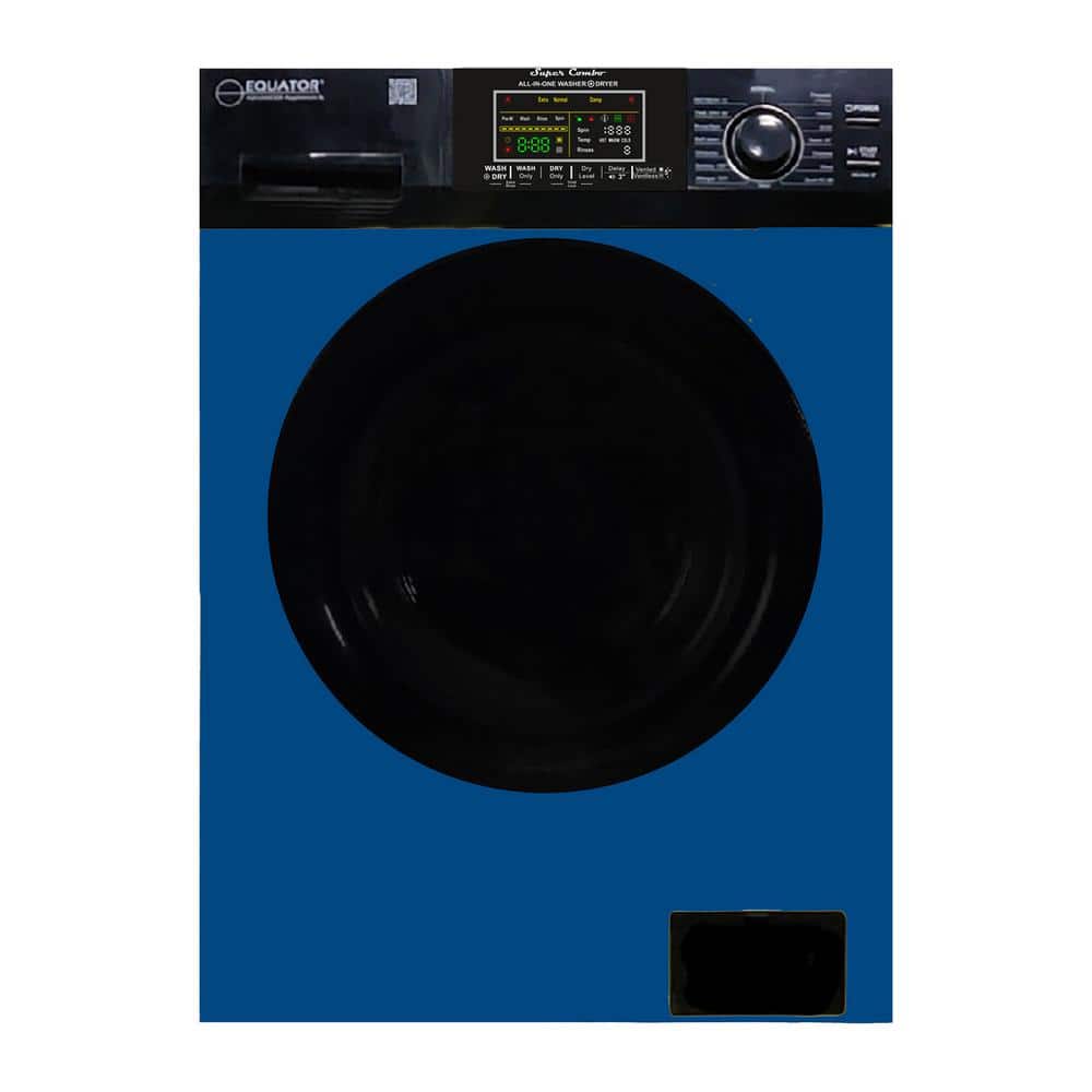 33.5 in. 18 lbs. 1.9 cu. ft. 110V Washer Smart Home All-in-One Washer and Dryer Combo in Blue/Black