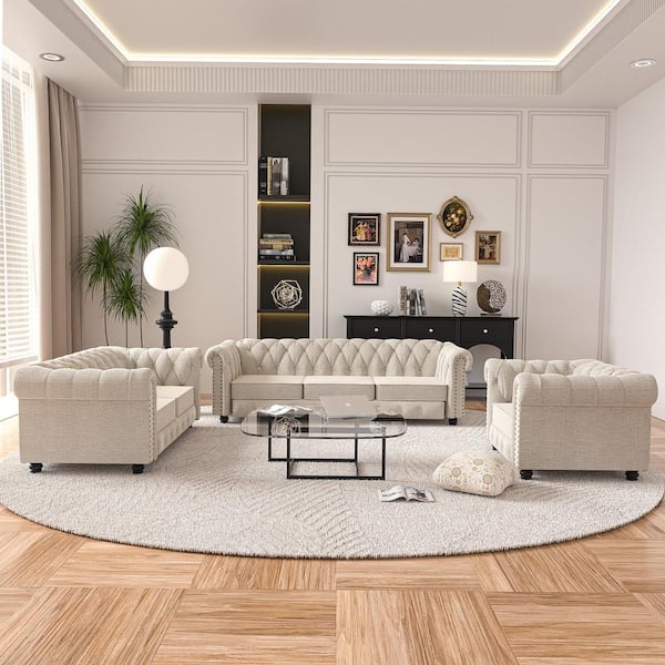 Morden Fort Chesterfield Couches for Living Room, Chair Loveseat