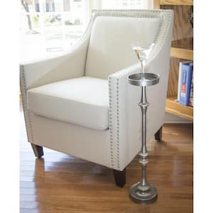 Valerie 5.74 in. Brush Silver Round Metal End Table