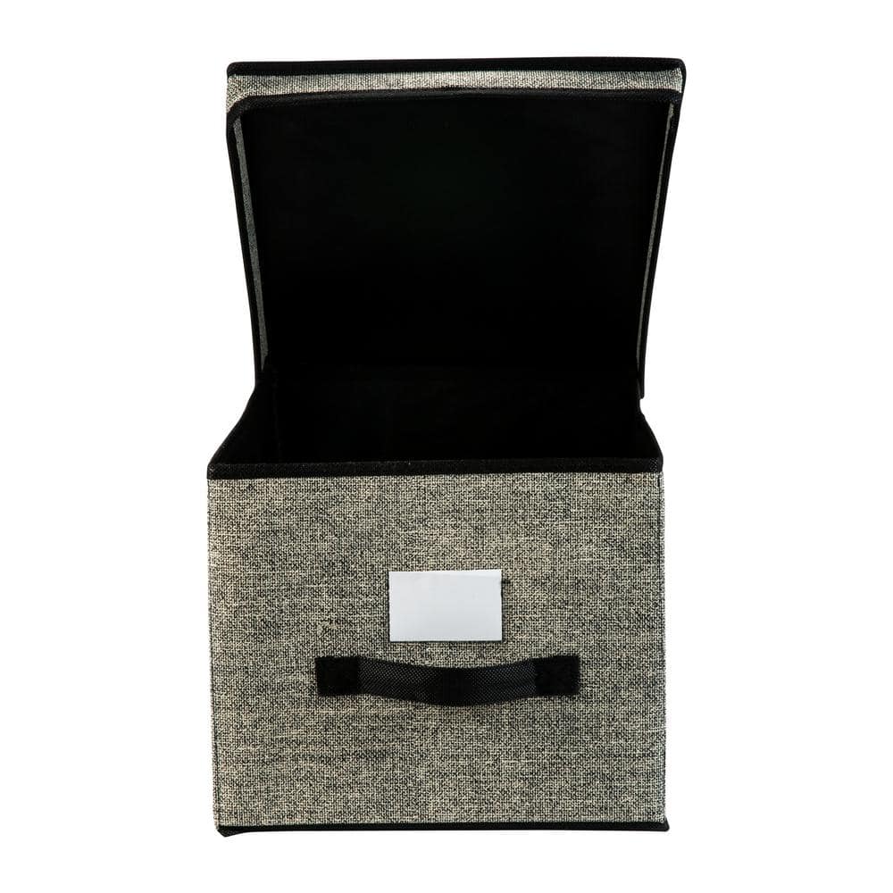 Large Black Collapsible Plastic Storage Bin with Lid