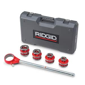 1/2 in. to 1-1/4 in. 12-R Manual Exposed Ratchet NPT Pipe Threading Set (4 Die Heads, Alloy Dies, Ratchet/Handle + Case)